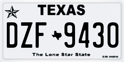 TX license plate DZF9430