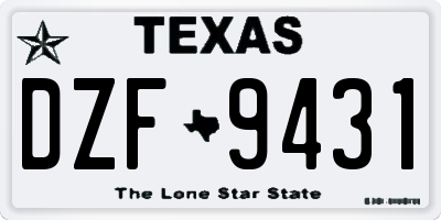 TX license plate DZF9431