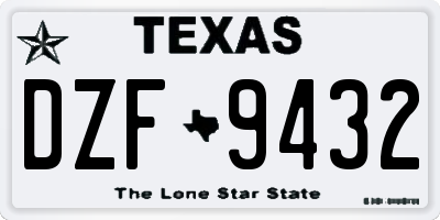 TX license plate DZF9432
