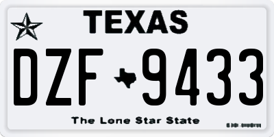 TX license plate DZF9433