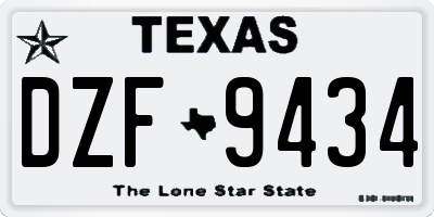 TX license plate DZF9434
