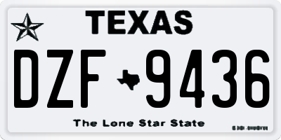 TX license plate DZF9436