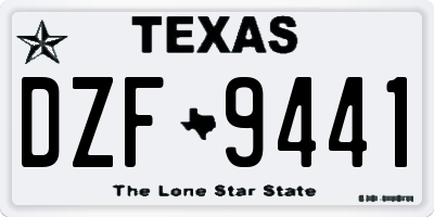 TX license plate DZF9441