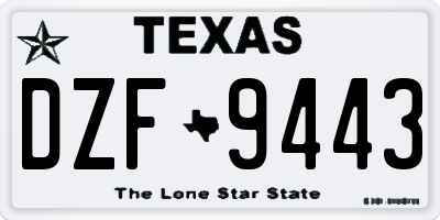 TX license plate DZF9443