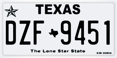 TX license plate DZF9451