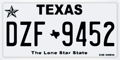 TX license plate DZF9452