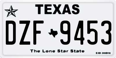 TX license plate DZF9453