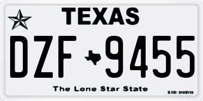 TX license plate DZF9455