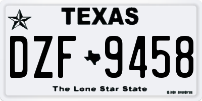 TX license plate DZF9458