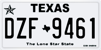 TX license plate DZF9461