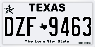 TX license plate DZF9463
