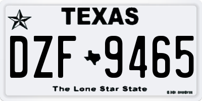 TX license plate DZF9465