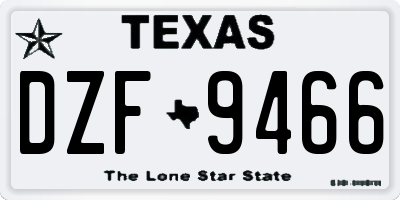 TX license plate DZF9466