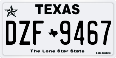 TX license plate DZF9467