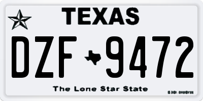 TX license plate DZF9472
