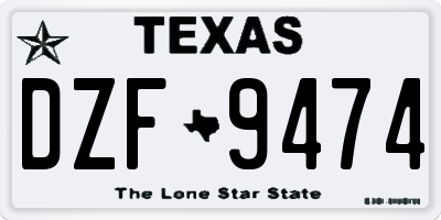 TX license plate DZF9474
