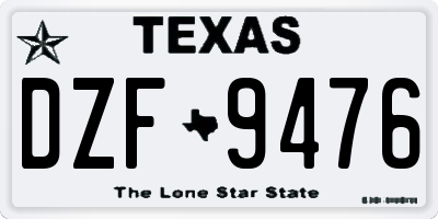TX license plate DZF9476