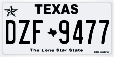 TX license plate DZF9477