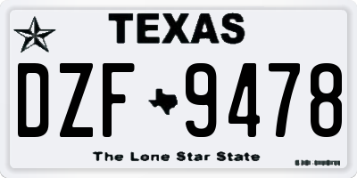 TX license plate DZF9478