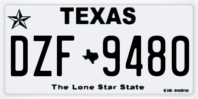 TX license plate DZF9480