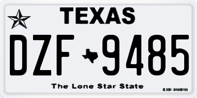 TX license plate DZF9485