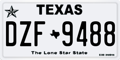 TX license plate DZF9488