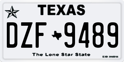 TX license plate DZF9489