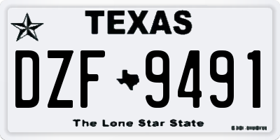 TX license plate DZF9491