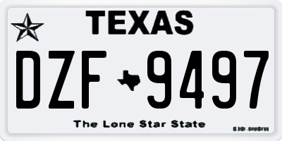 TX license plate DZF9497