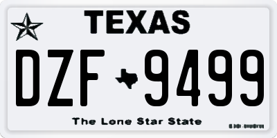 TX license plate DZF9499
