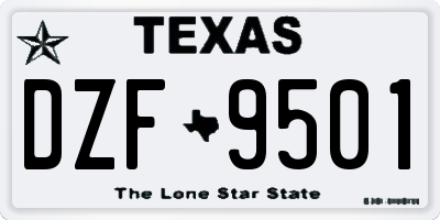 TX license plate DZF9501