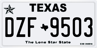 TX license plate DZF9503