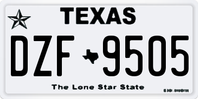 TX license plate DZF9505
