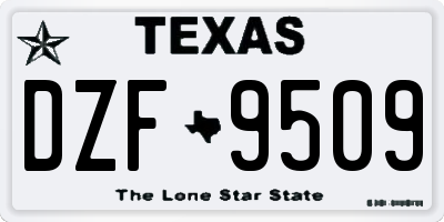 TX license plate DZF9509