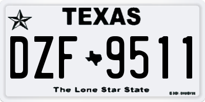 TX license plate DZF9511
