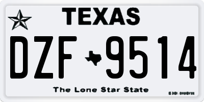TX license plate DZF9514