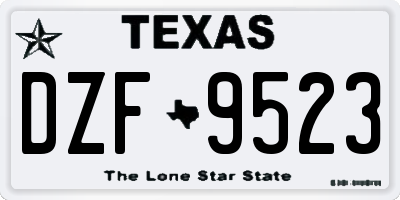 TX license plate DZF9523