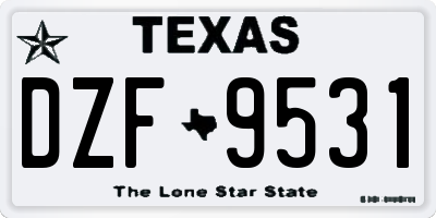 TX license plate DZF9531