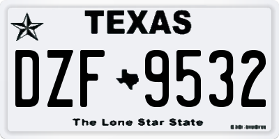 TX license plate DZF9532