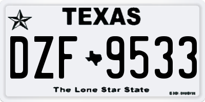 TX license plate DZF9533