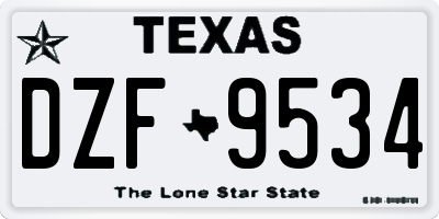 TX license plate DZF9534