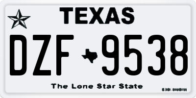 TX license plate DZF9538