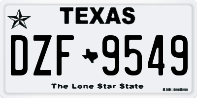 TX license plate DZF9549
