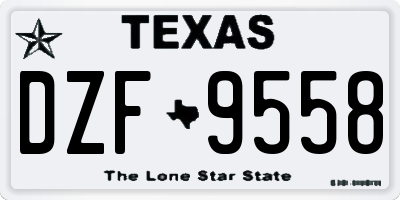 TX license plate DZF9558