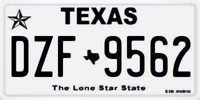 TX license plate DZF9562