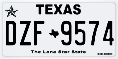 TX license plate DZF9574
