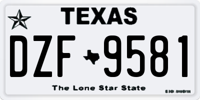TX license plate DZF9581