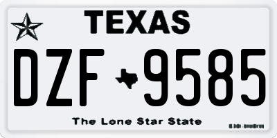 TX license plate DZF9585