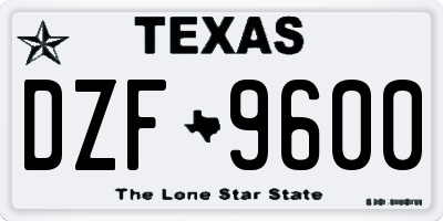 TX license plate DZF9600