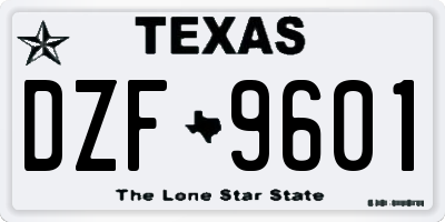 TX license plate DZF9601